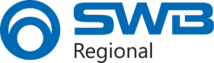 Blaues kreisförmiges Logo mit SWB in blauer Schrift und Regional in schwarzer Schrift auf weißem Hintergrund.